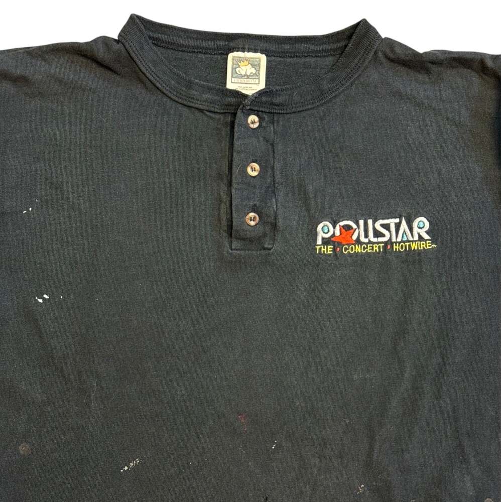 Vintage Pollstar The Concert Hotwire Long Sleeve Henley T-Shirt Black XL